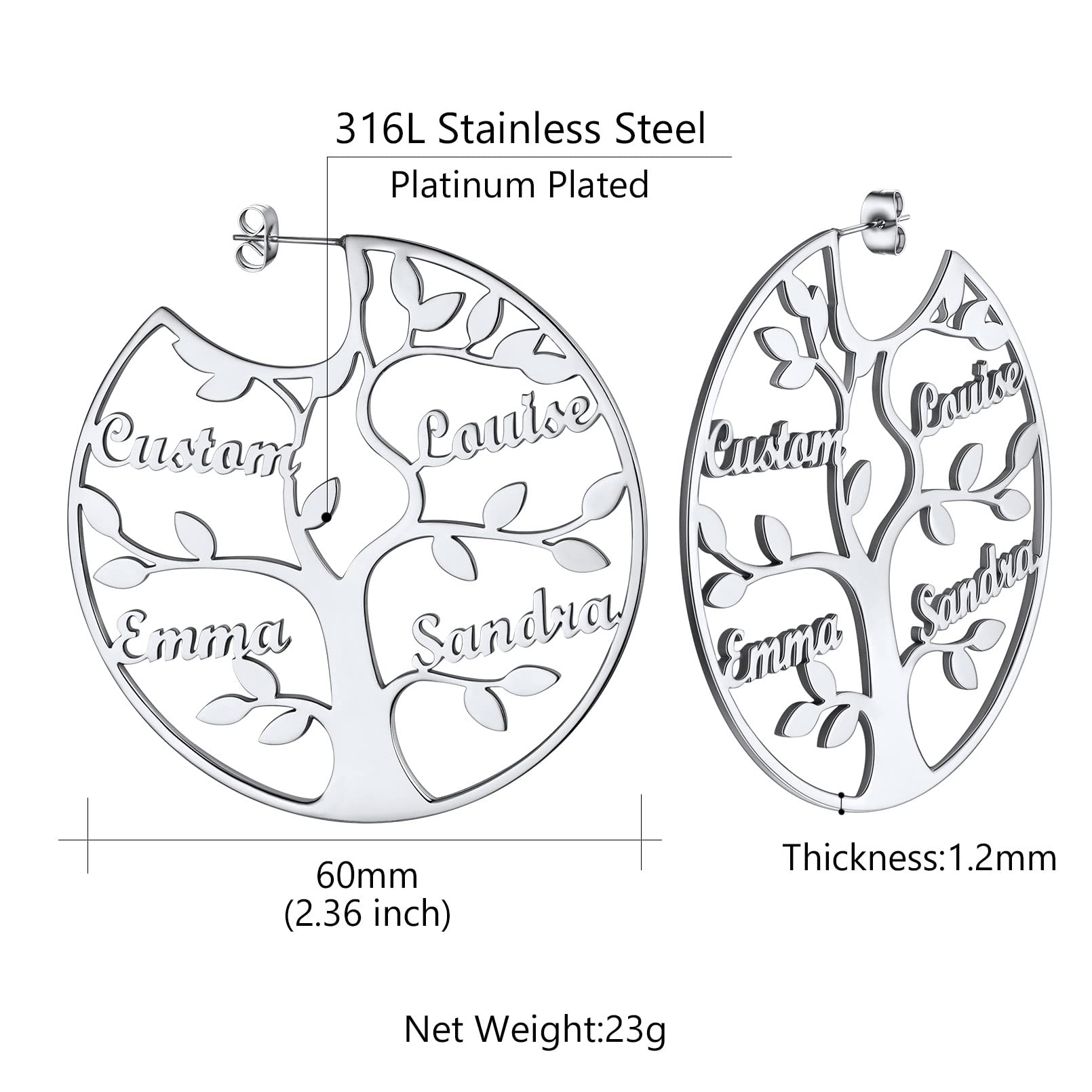 ED0646 Tree Circle Earrings