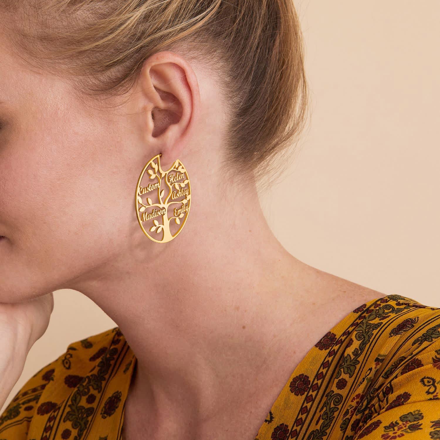 ED0646 Tree Circle Earrings
