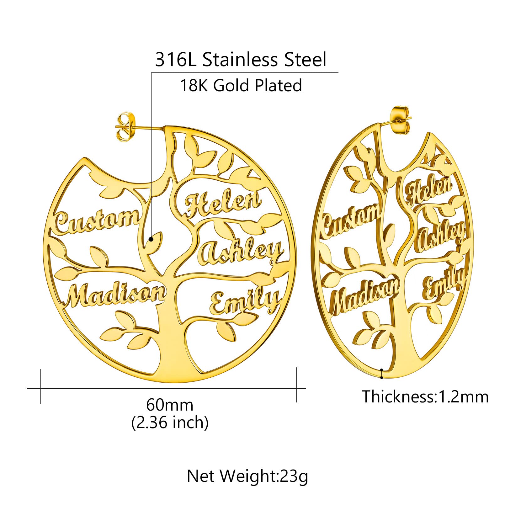 ED0646 Tree Circle Earrings