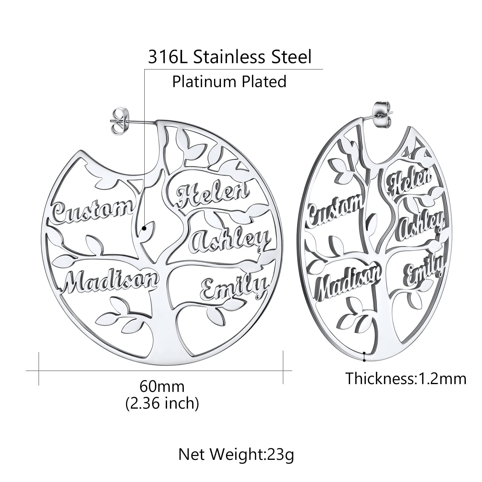 ED0646 Tree Circle Earrings
