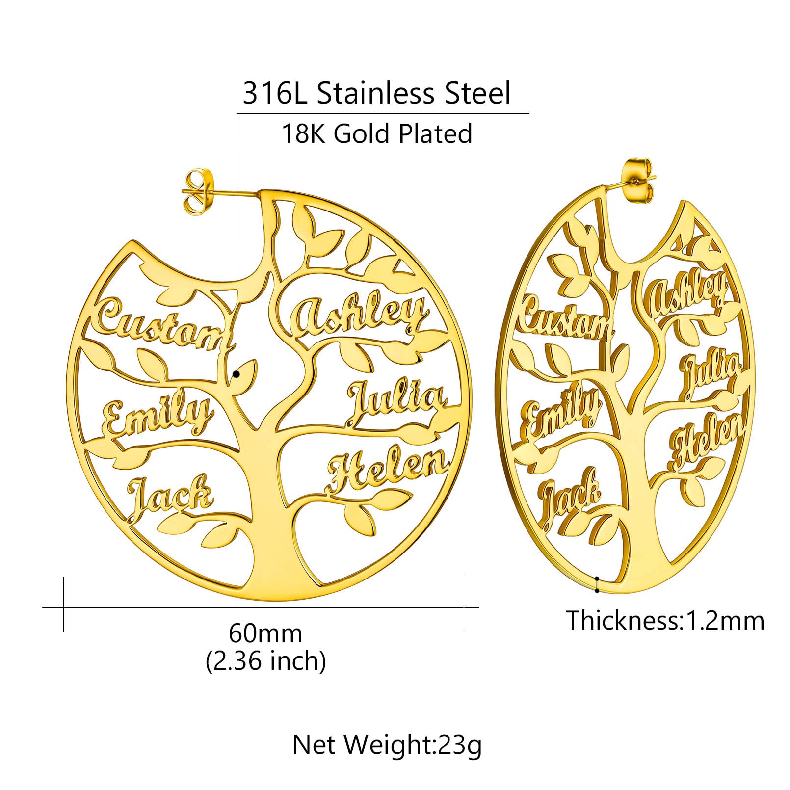 ED0646 Tree Circle Earrings