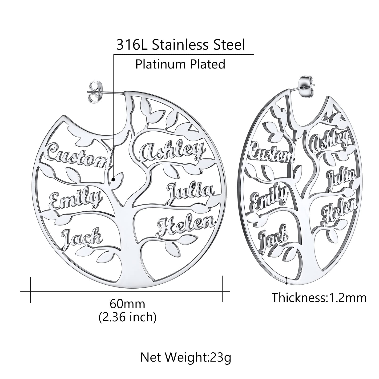 ED0646 Tree Circle Earrings
