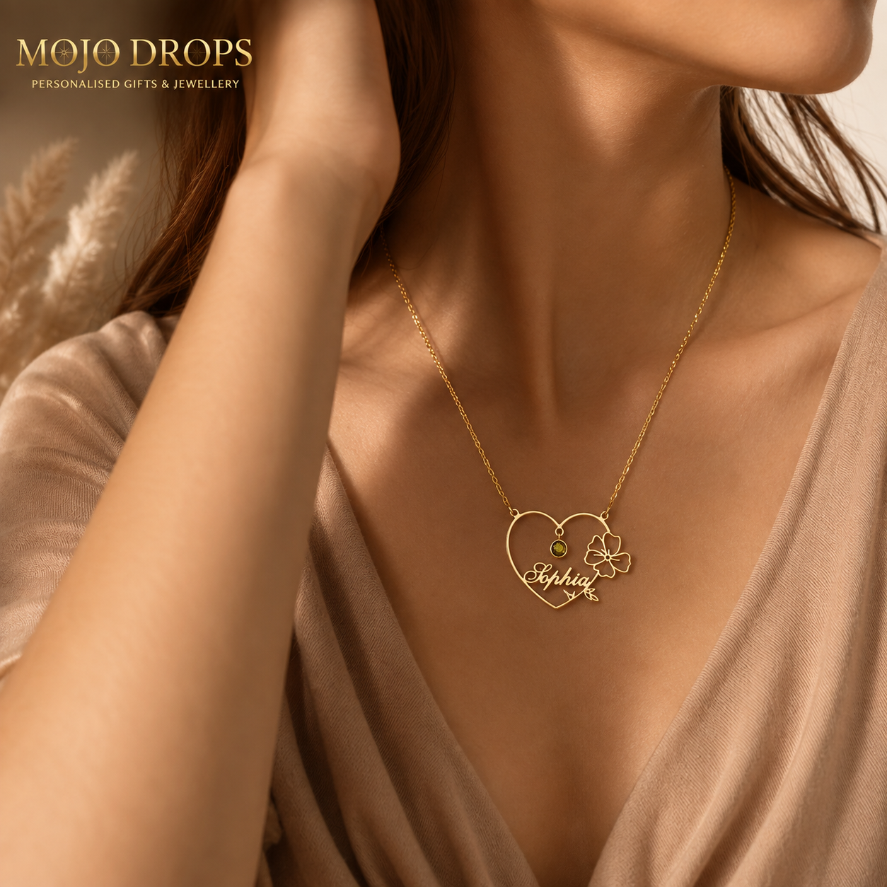 ND05879 Birthstone Flower Heart Necklace