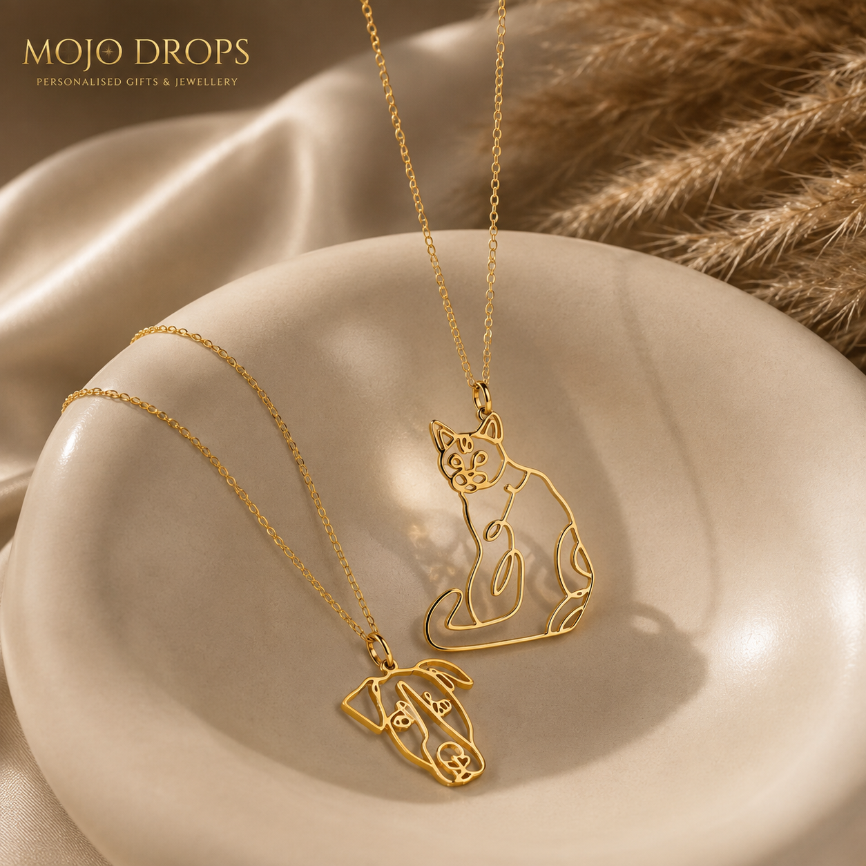 Abstract Cat & Dog Necklace ND06160