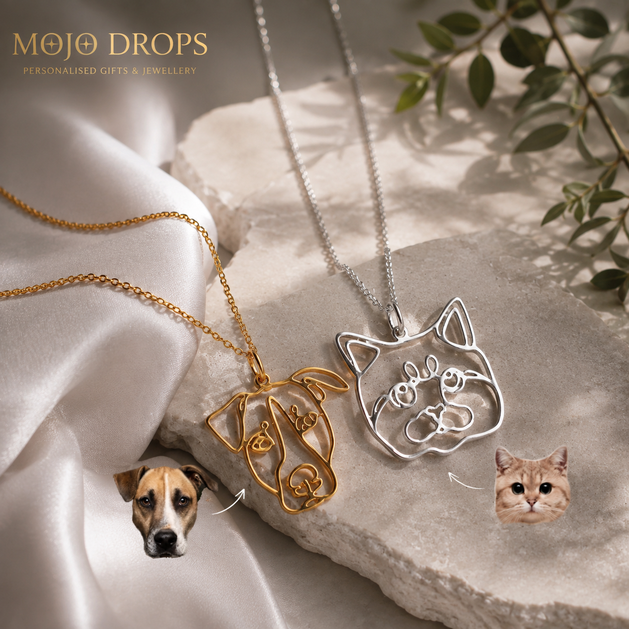 Abstract Cat & Dog Necklace ND06160