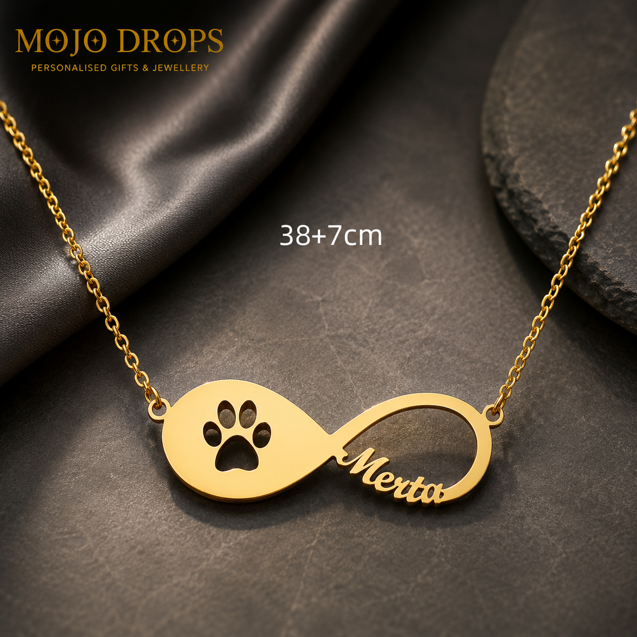 ND0129-W  Paw Print Infinity Necklace