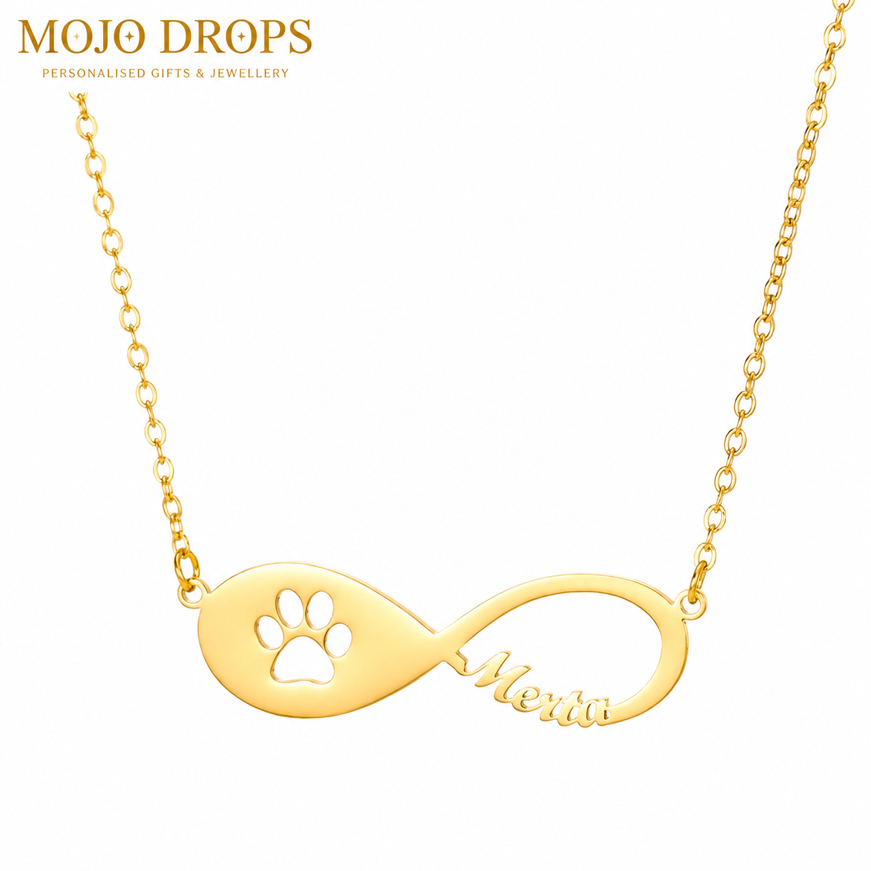 ND0129-W  Paw Print Infinity Necklace