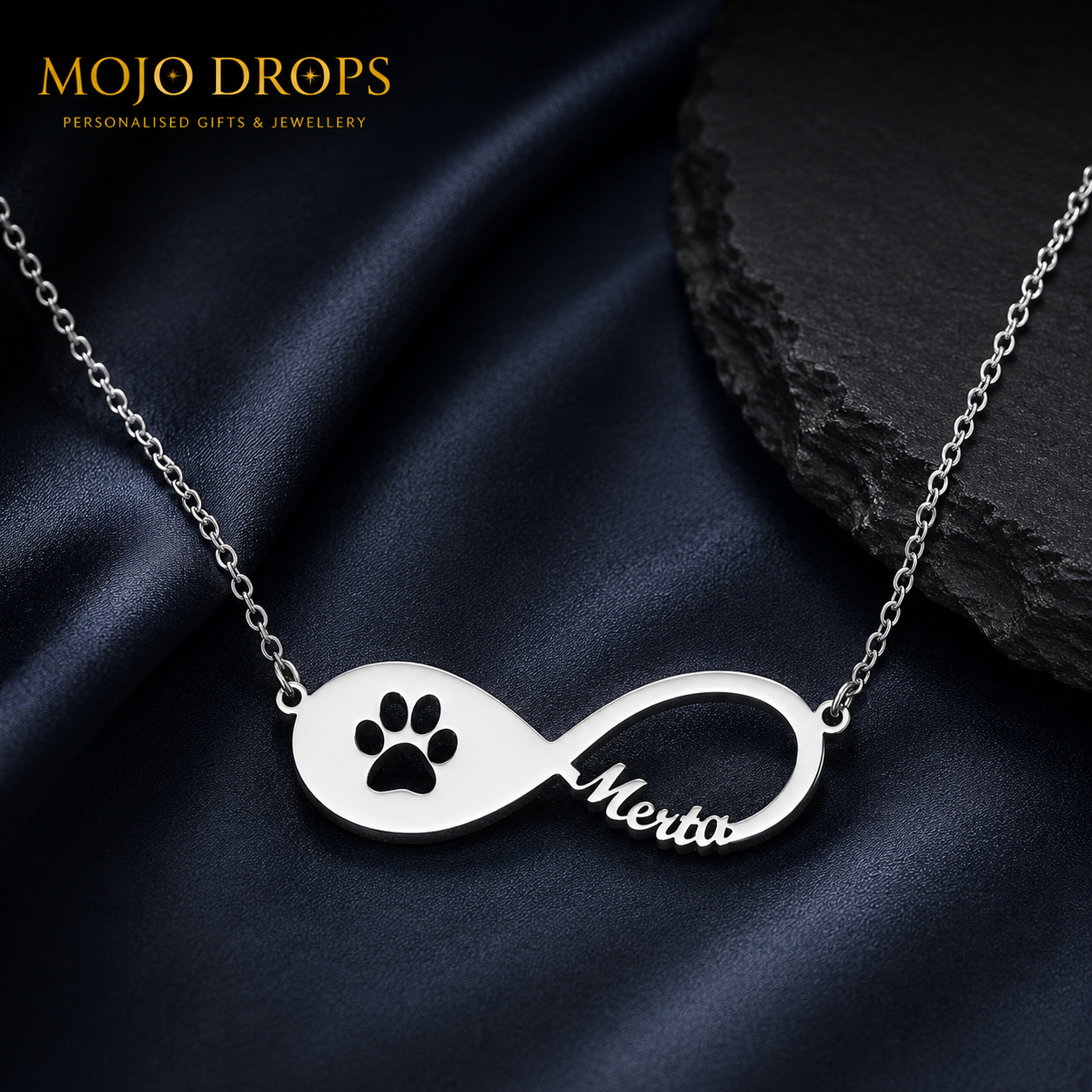ND0129-W  Paw Print Infinity Necklace