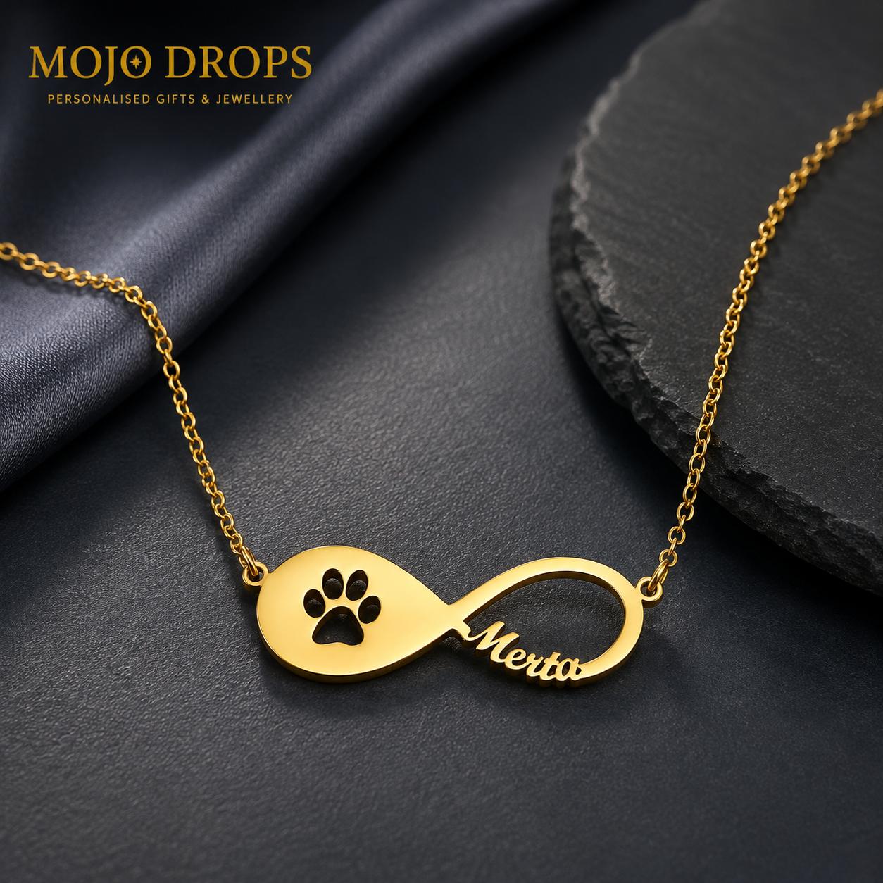 ND0129-W  Paw Print Infinity Necklace