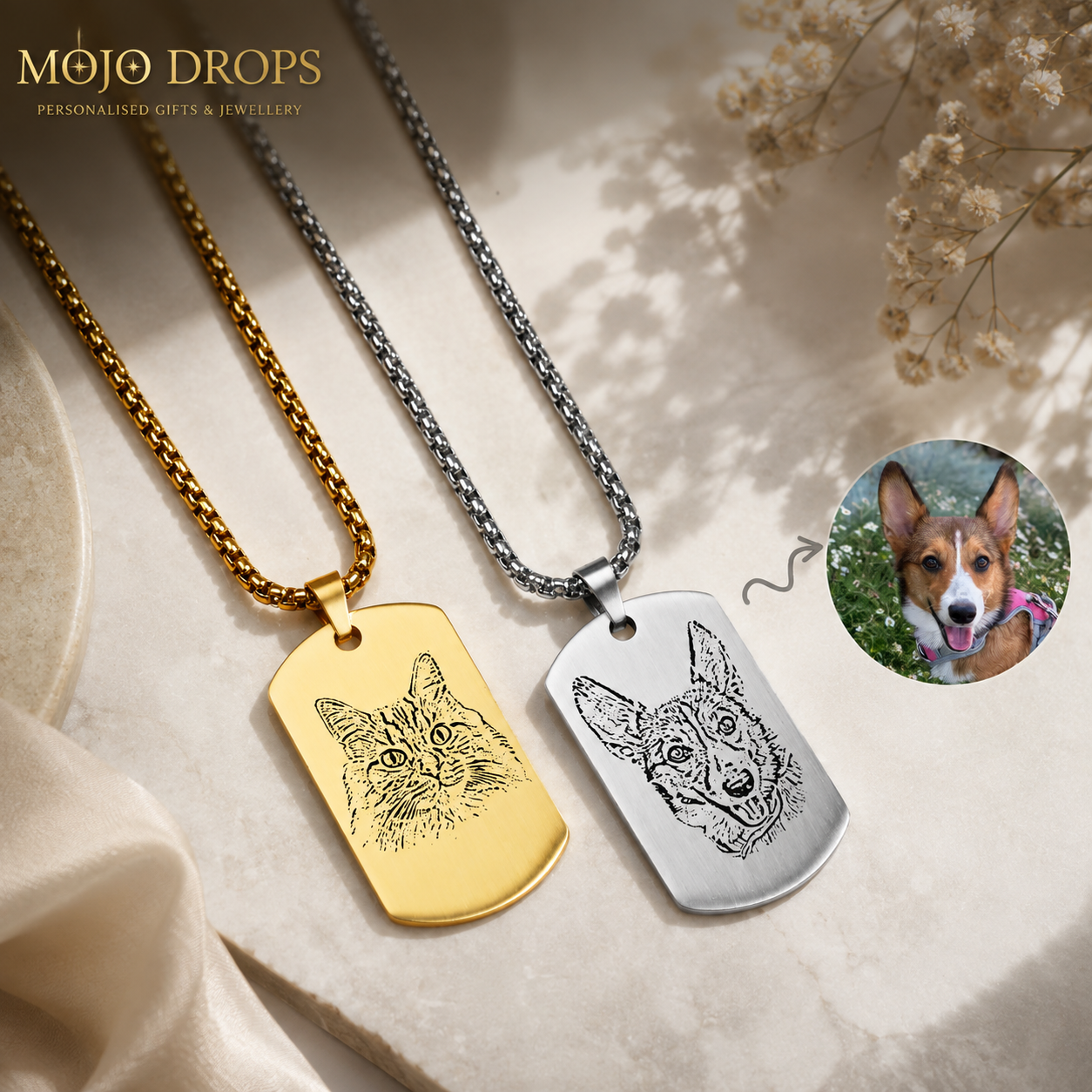 MOJO DROPS Pet Dog Tag Necklace ND06614