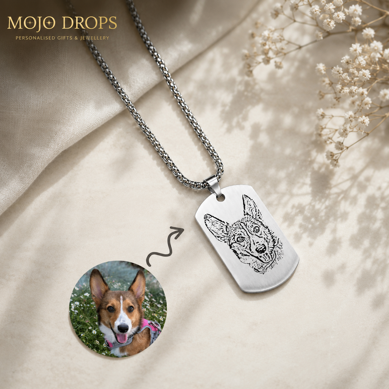 MOJO DROPS Pet Dog Tag Necklace ND06614
