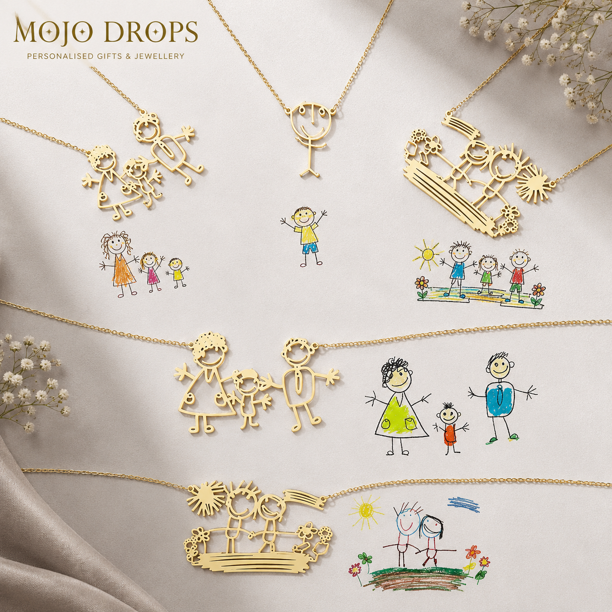 ND06697 Kids Drawing colored Necklace