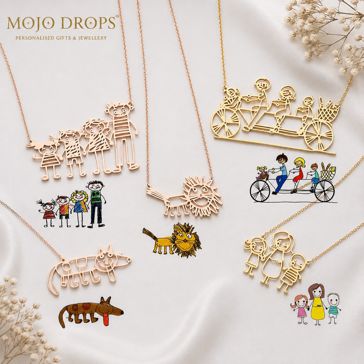 ND06697 Kids Drawing colored Necklace