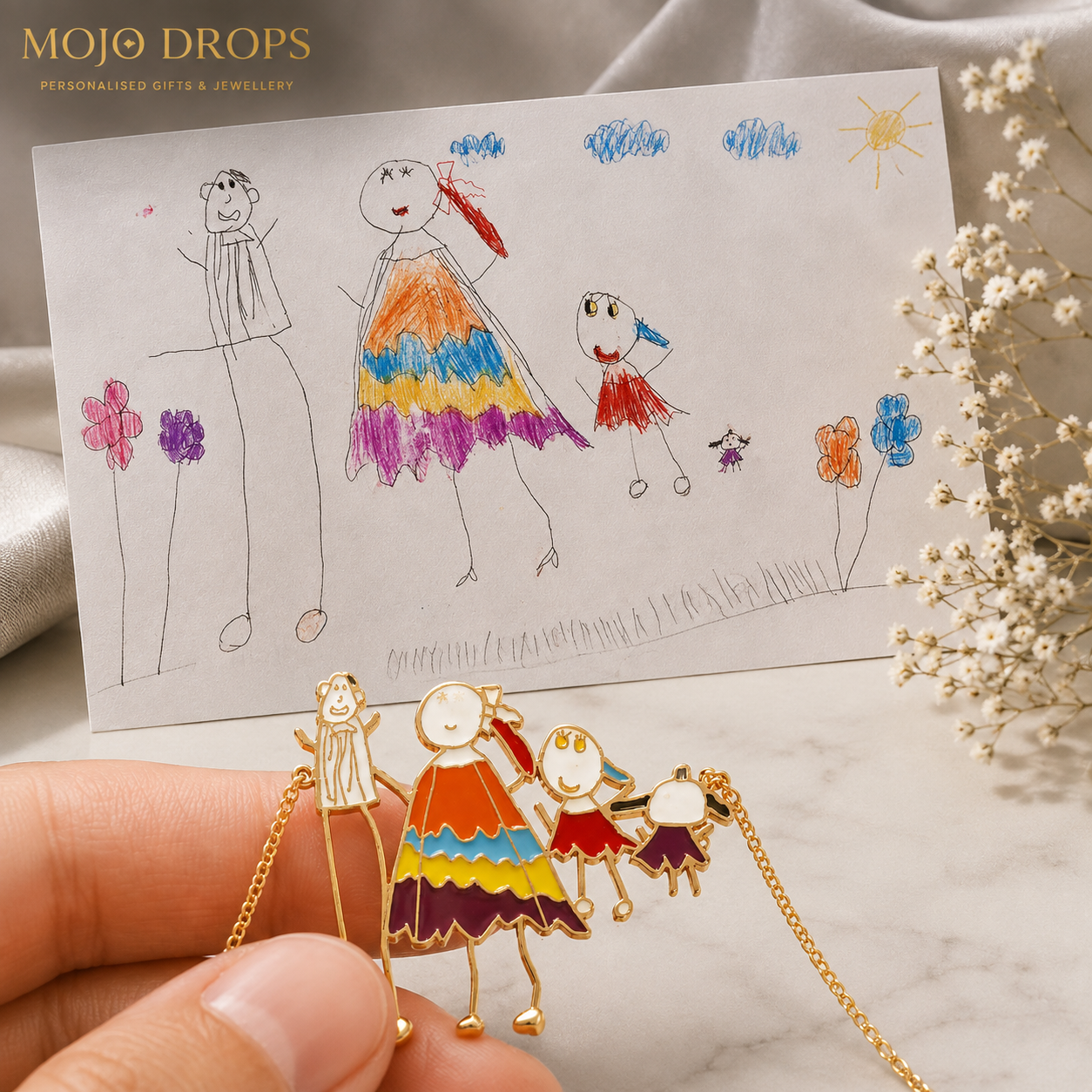 ND06697 Kids Drawing colored Necklace