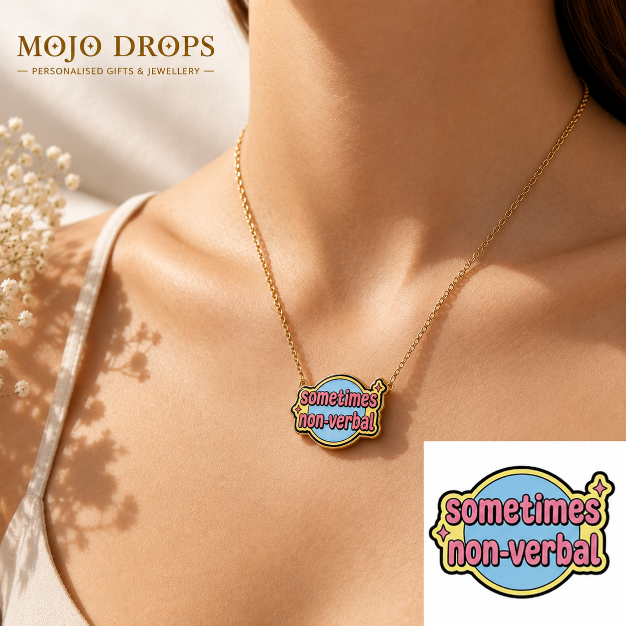 Sometimes Non-Verbal Statement Pendant Necklace