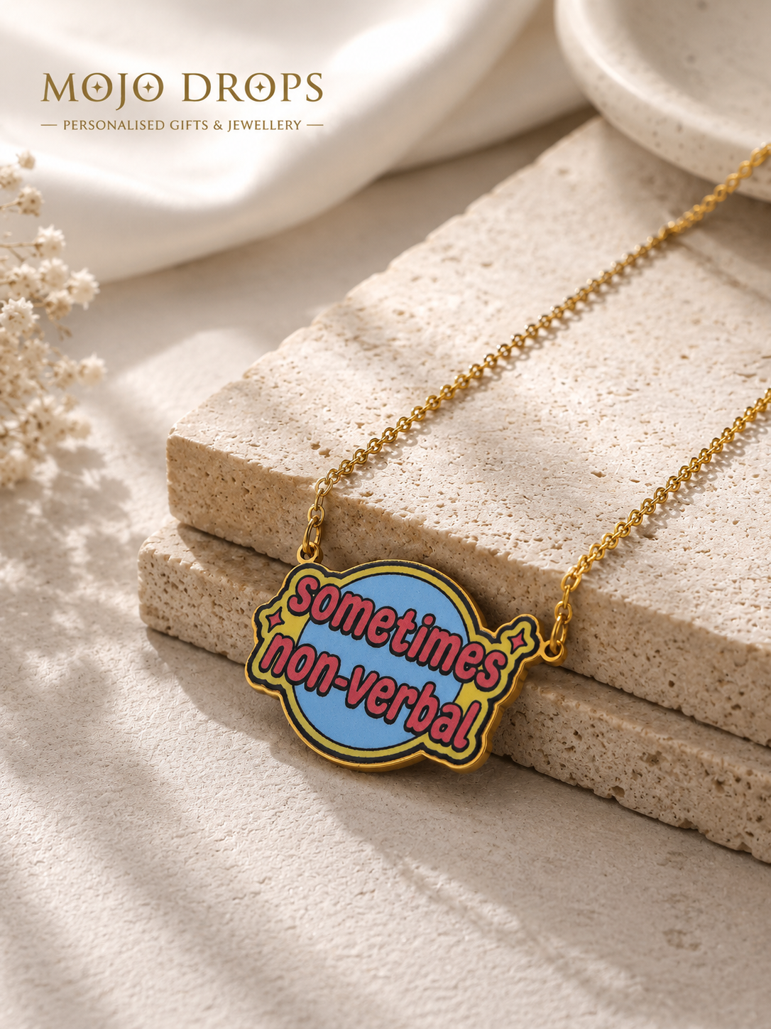 Sometimes Non-Verbal Statement Pendant Necklace