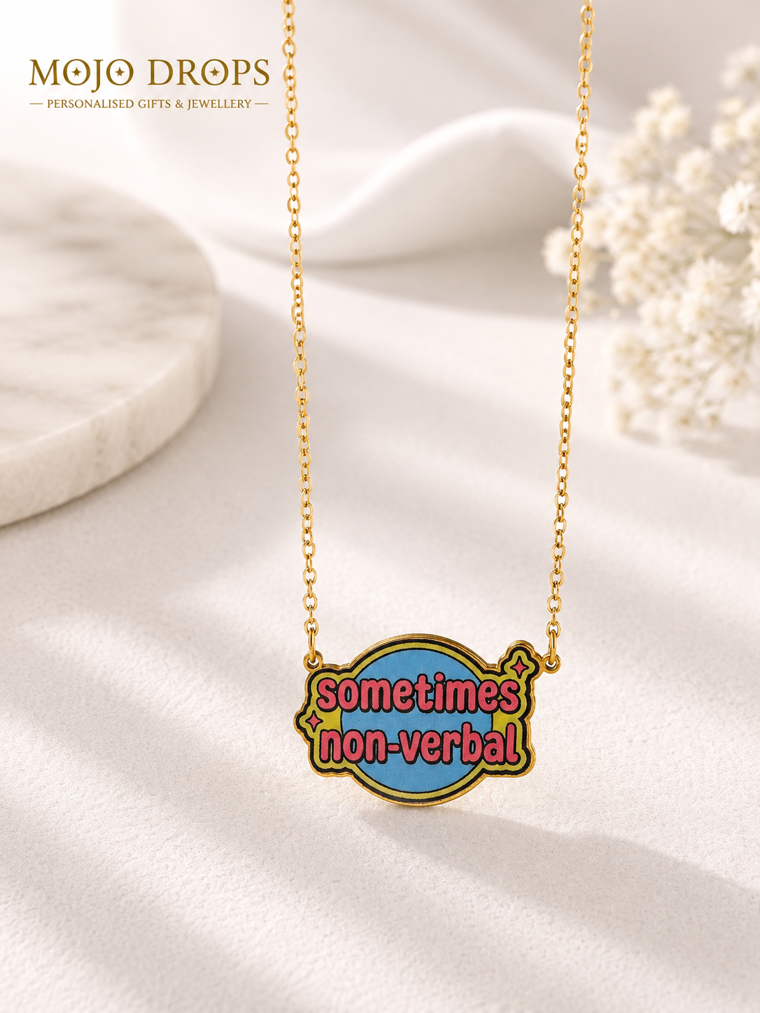 Sometimes Non-Verbal Statement Pendant Necklace