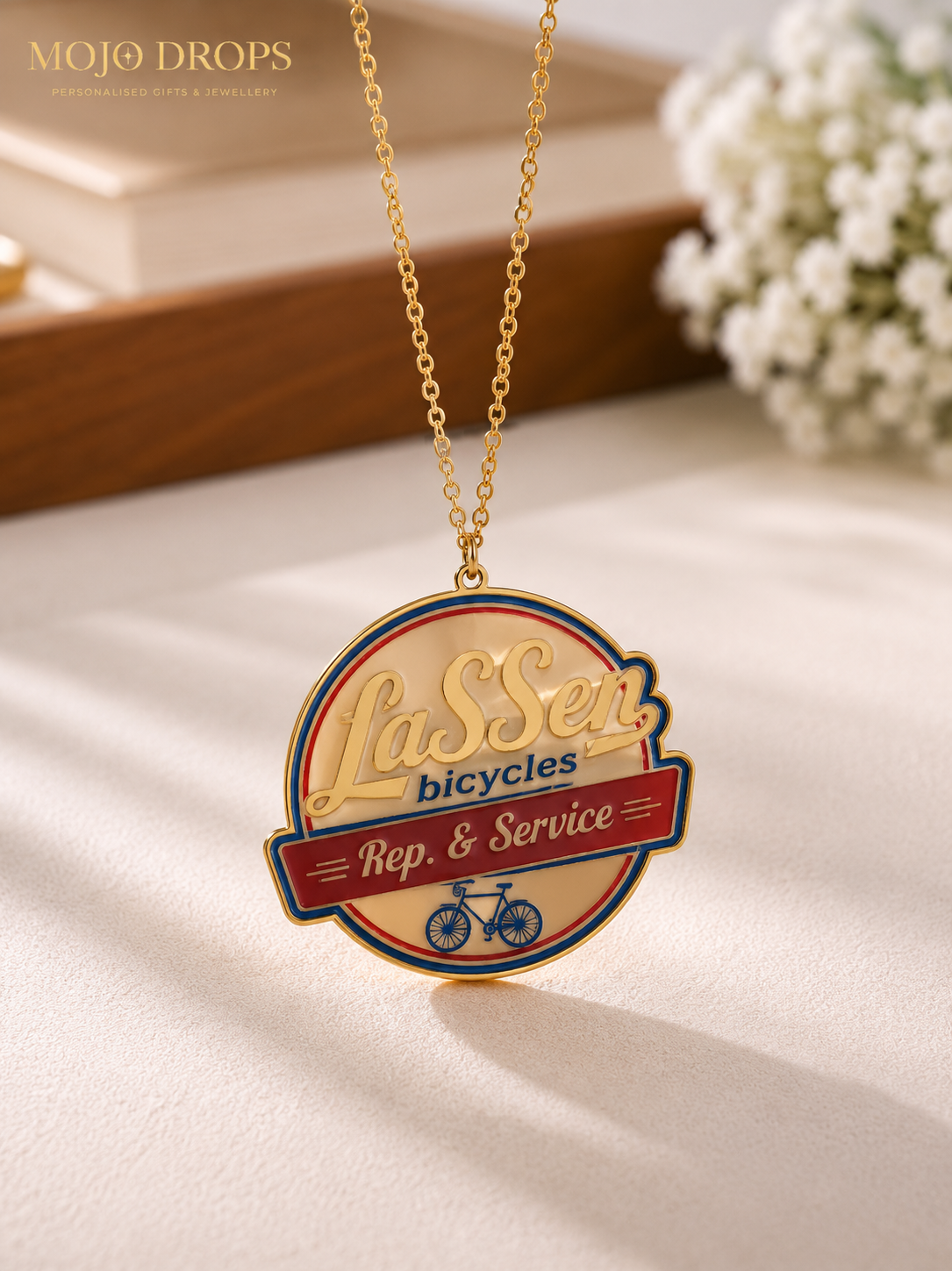 Lassen Bicycles Vintage Cycling Pendant Necklace
