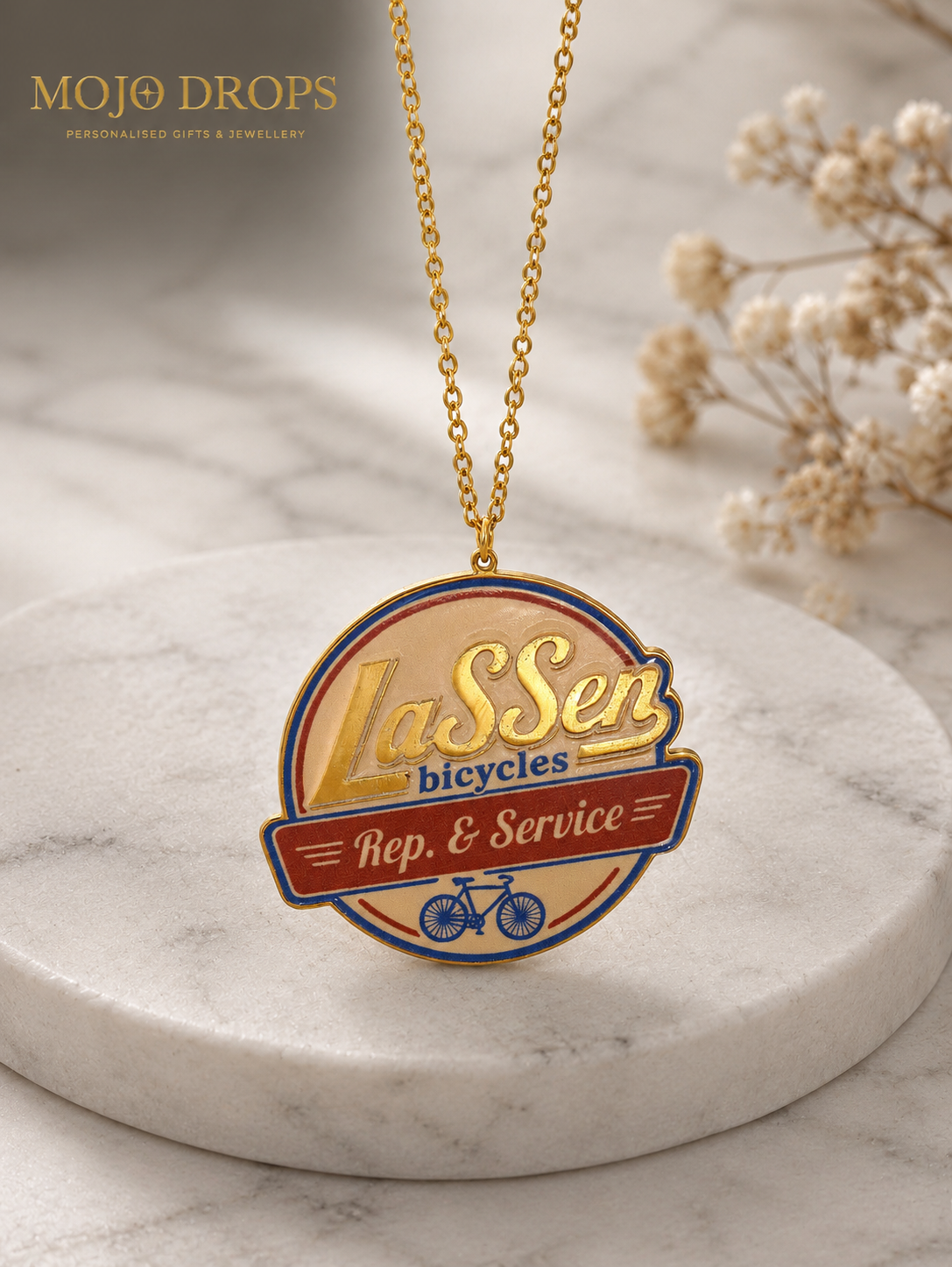 Lassen Bicycles Vintage Cycling Pendant Necklace