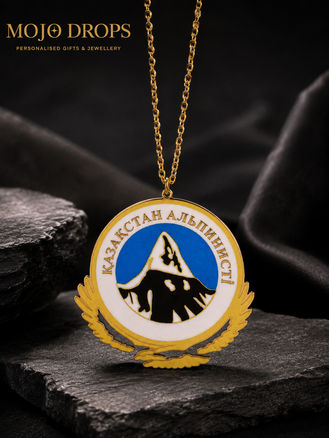 Kazakhstan Alpinism Mountain Emblem Pendant Necklace