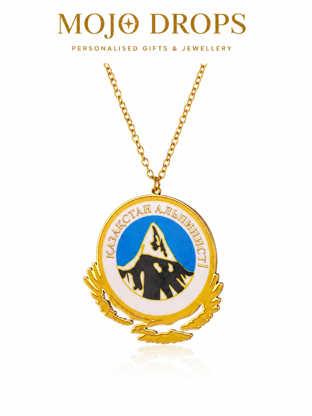 Kazakhstan Alpinism Mountain Emblem Pendant Necklace