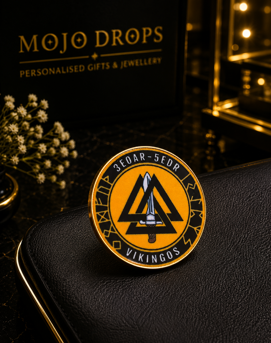 Printed Brand Emblem Brooch