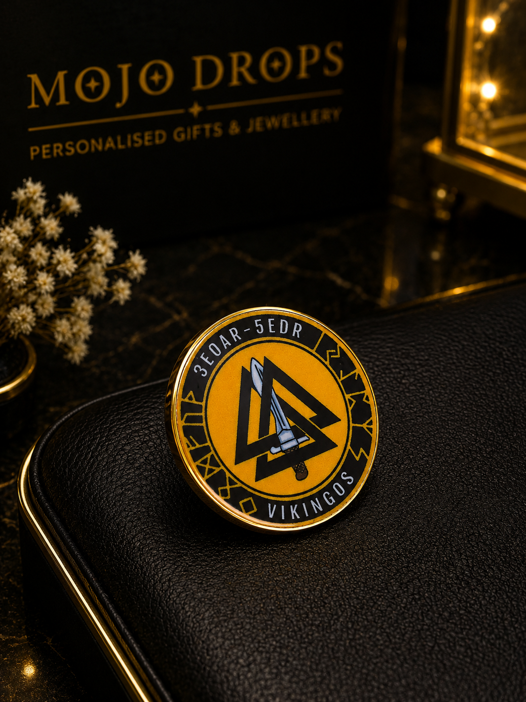 Printed Brand Emblem Brooch