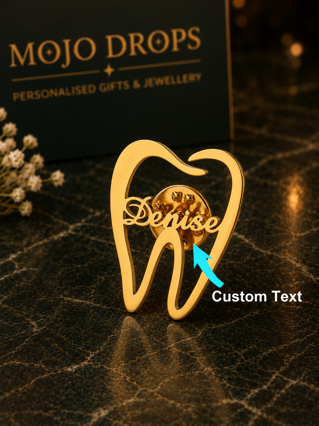 Custom Tooth Name Brooch