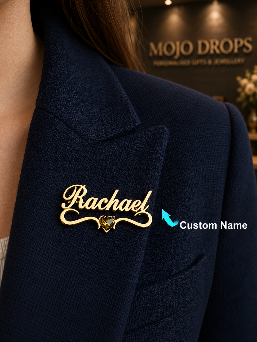 Birthstone Ribbon Name Brooch