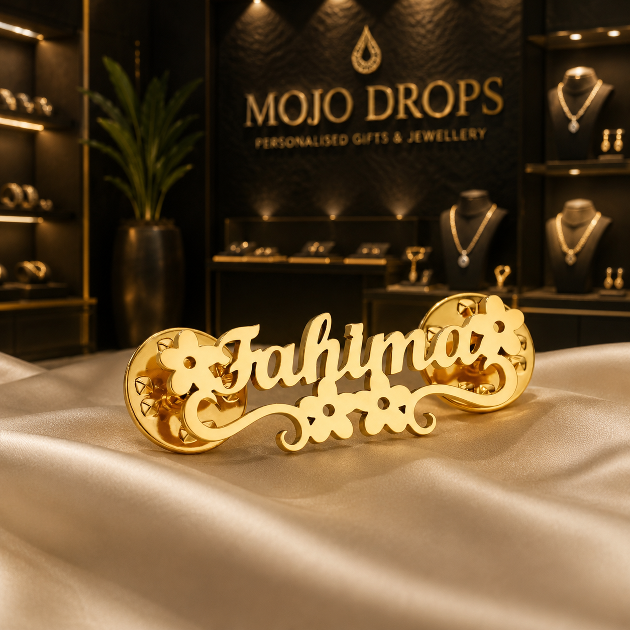 Floral Flourish Name Brooch