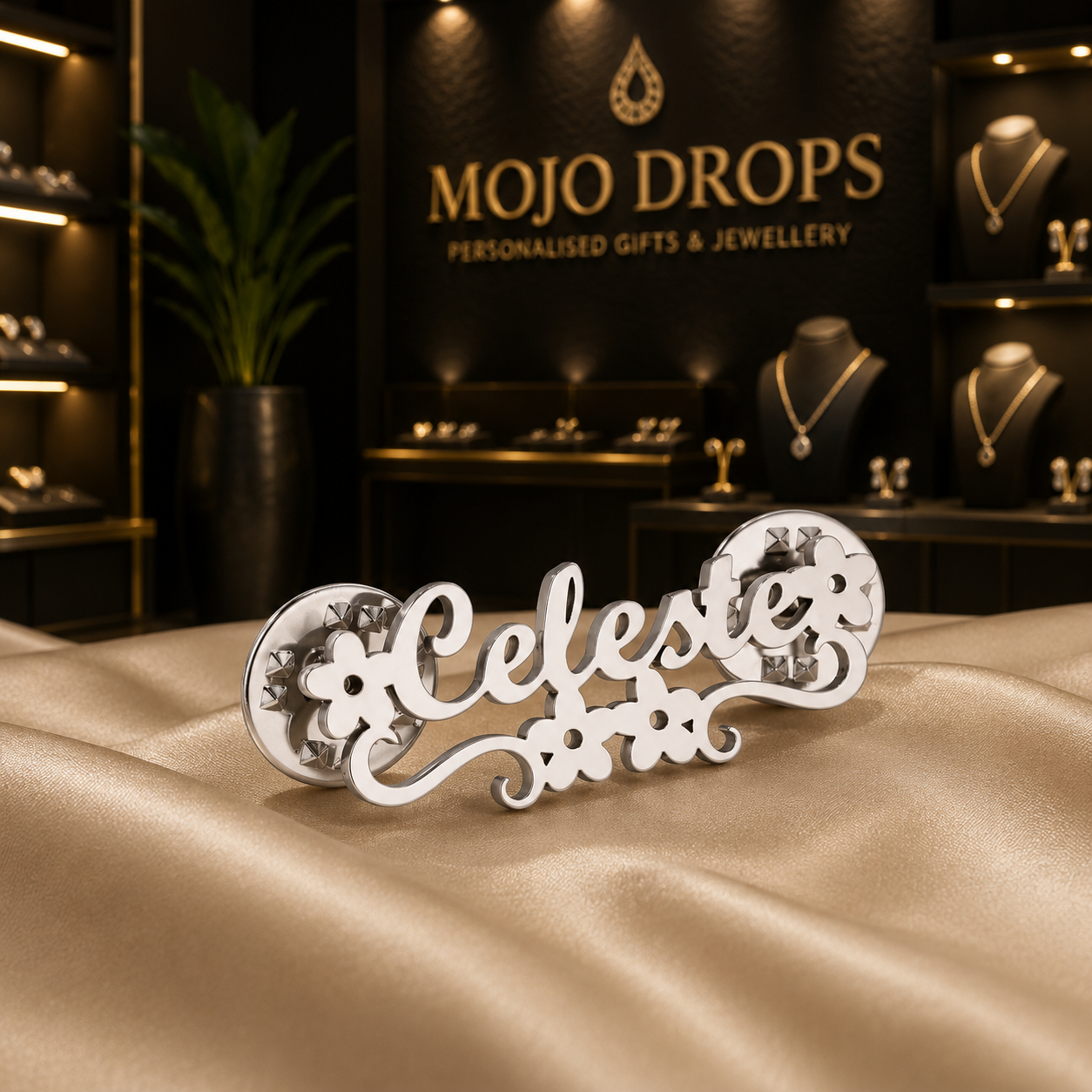 Floral Flourish Name Brooch