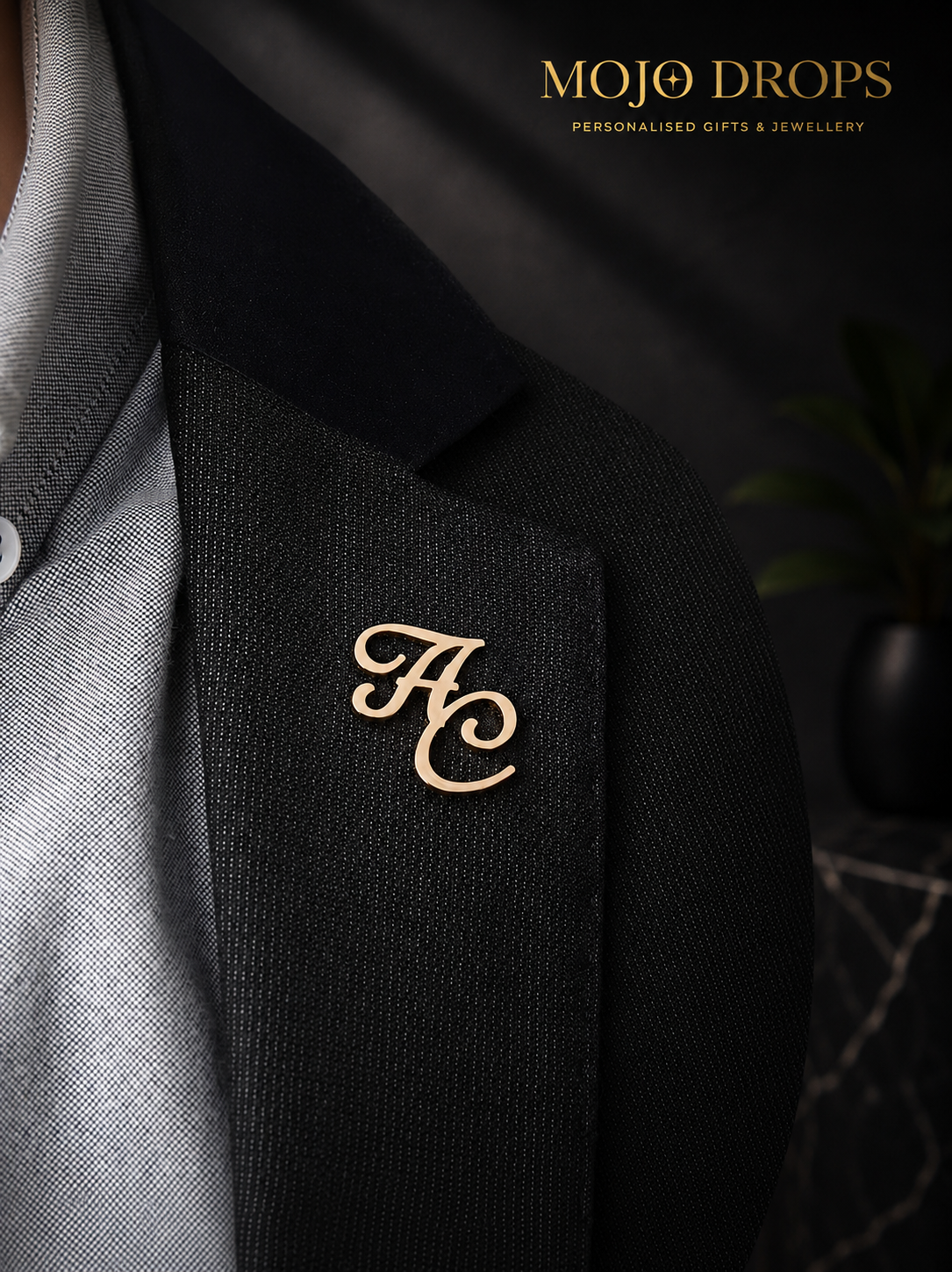 Custom Groom Initial Brooch