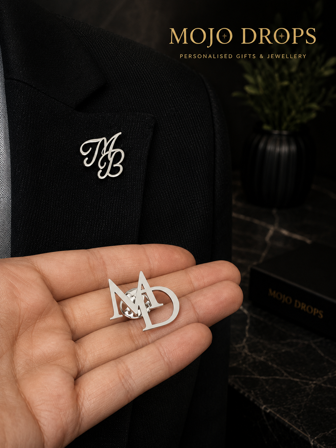 Custom Groom Initial Brooch