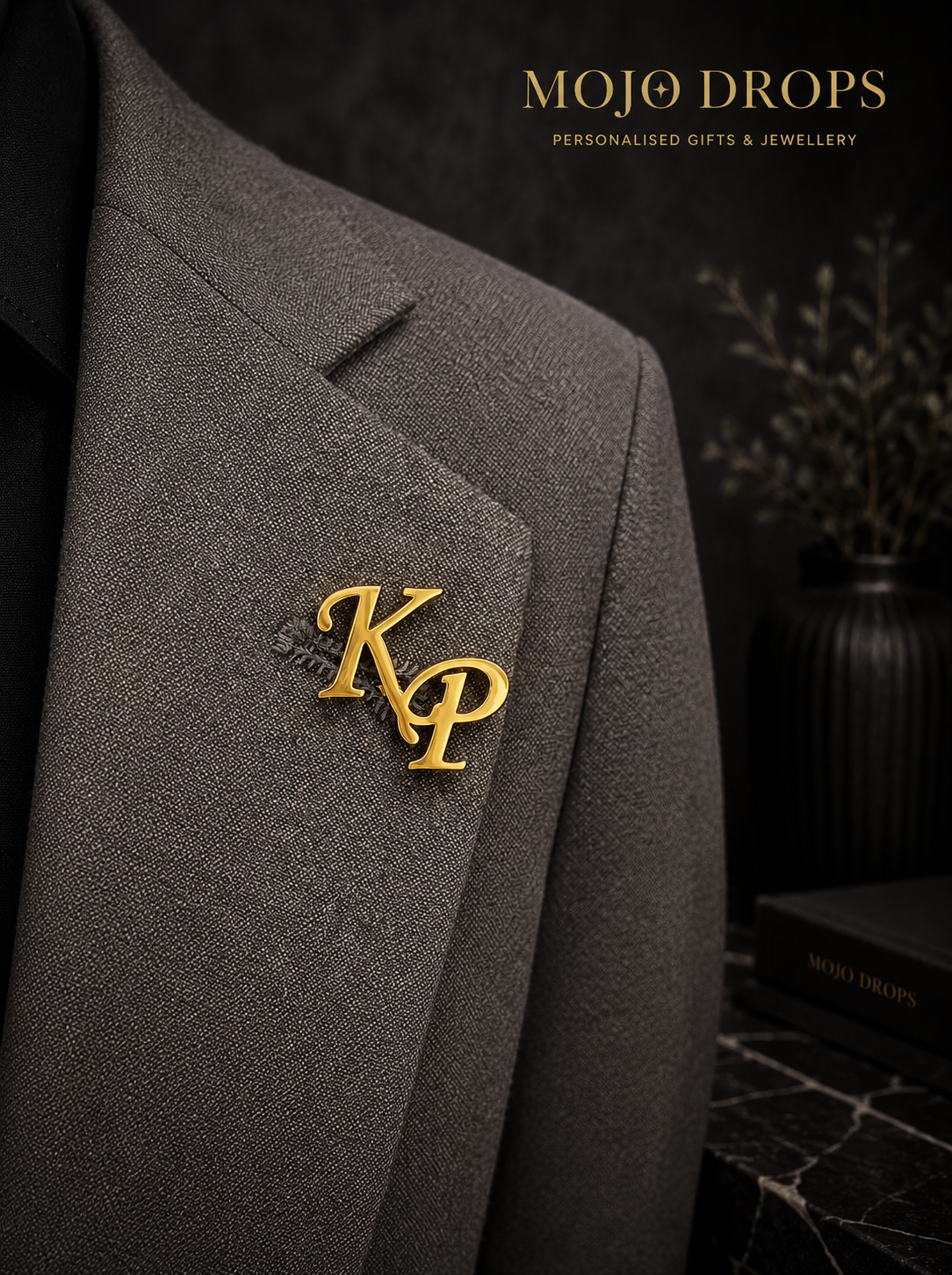Custom Groom Initial Brooch