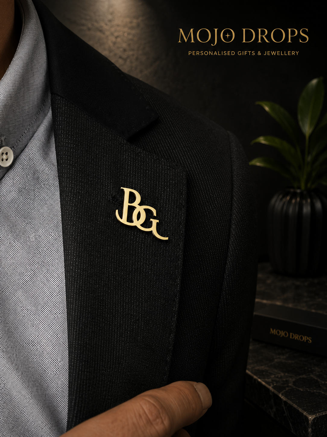 Custom Groom Initial Brooch