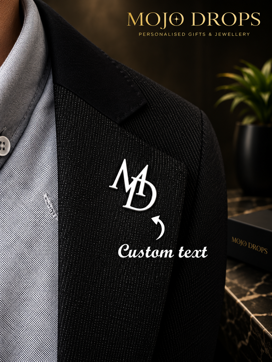 Custom Groom Initial Brooch