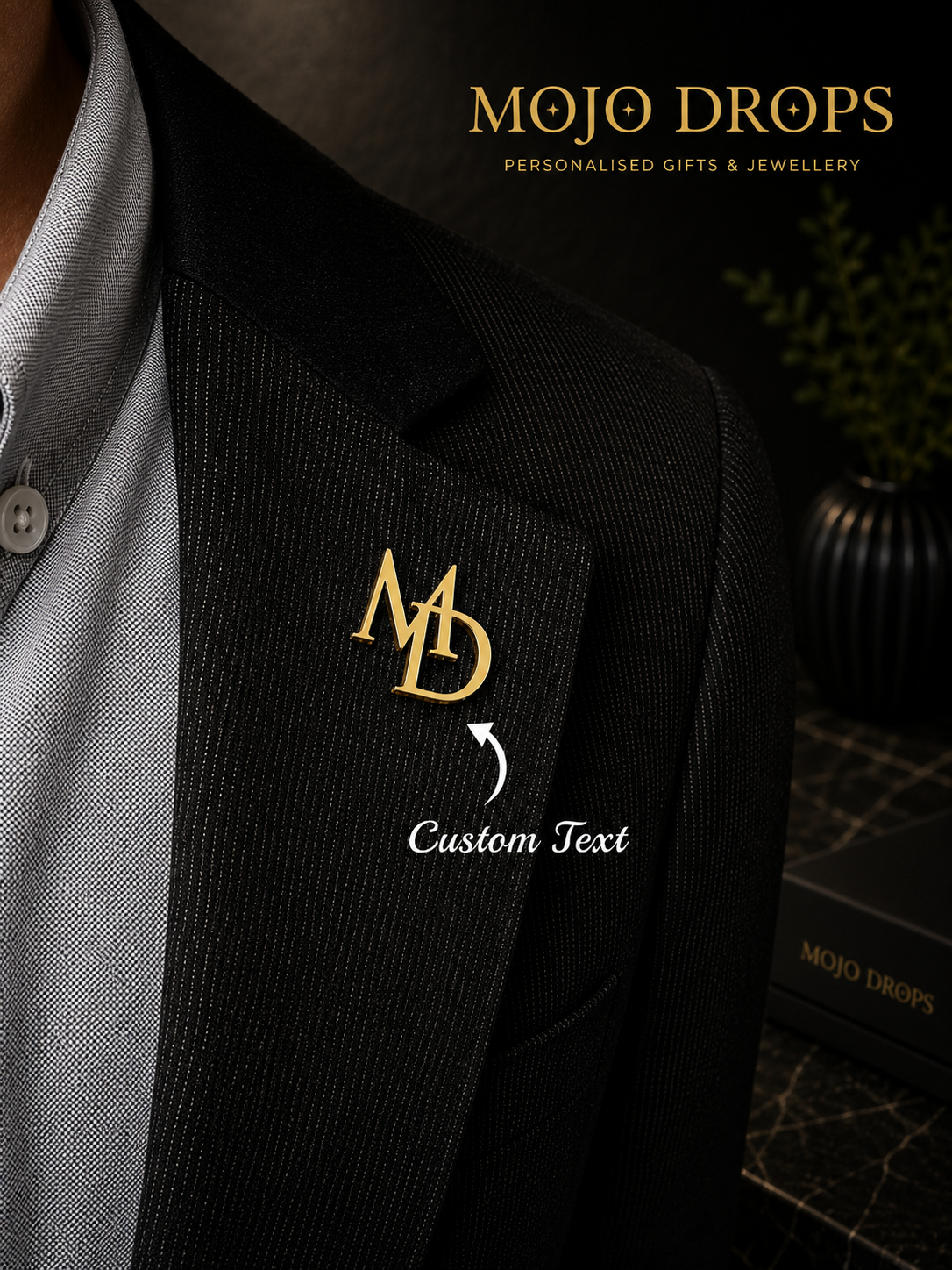 Custom Groom Initial Brooch