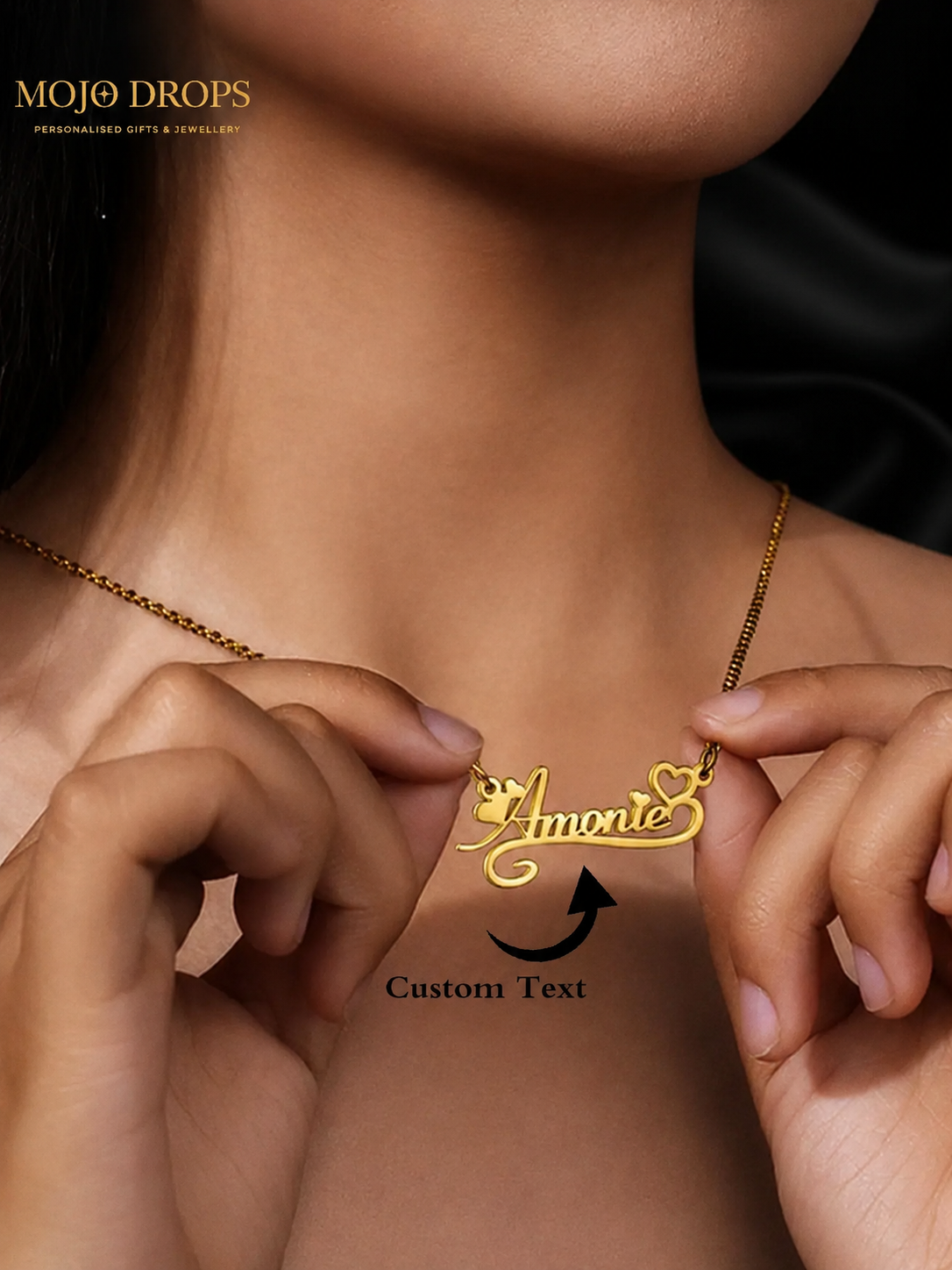 Custom Hollow Heart Name Necklace for Women
