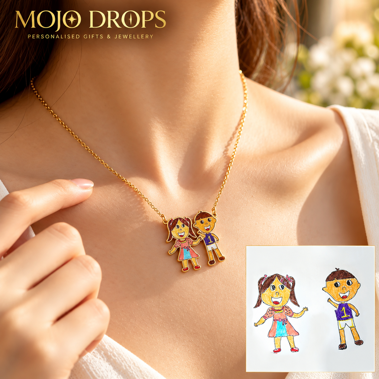 Custom Kids Drawing Necklace
