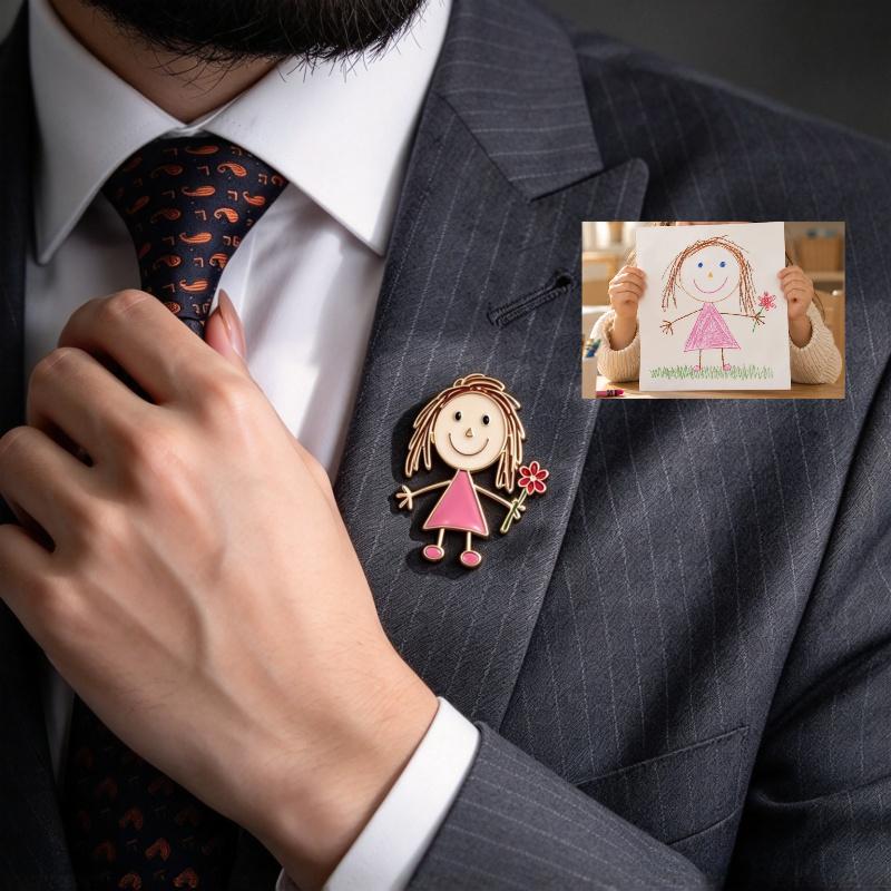 Personalized custom minimalist painted‑pattern badge pin brooch