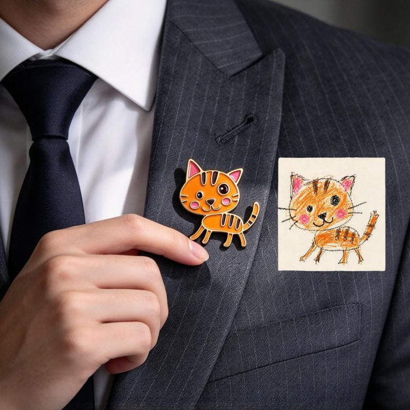 Custom-designed multicolored pattern lapel badge brooch