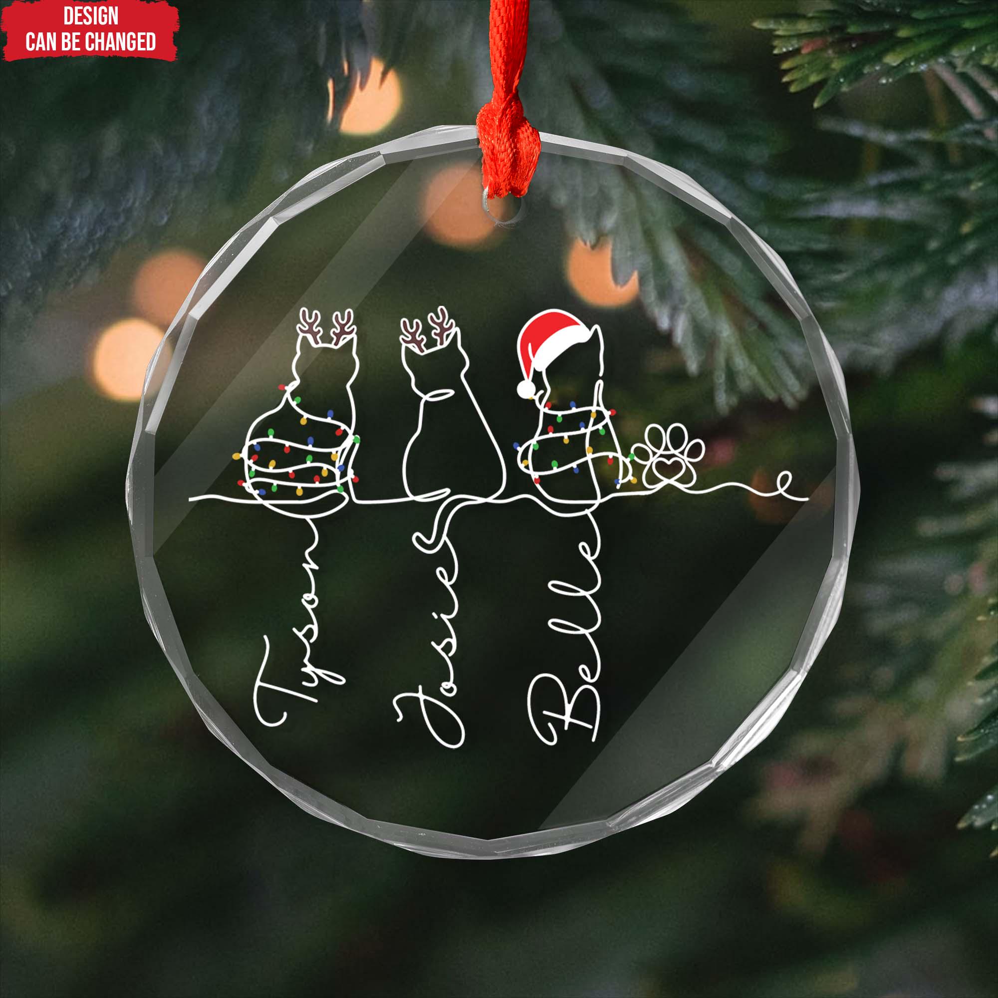 MOJO DROPS Custom Glass Cat Name Ornament Christmas Gifts