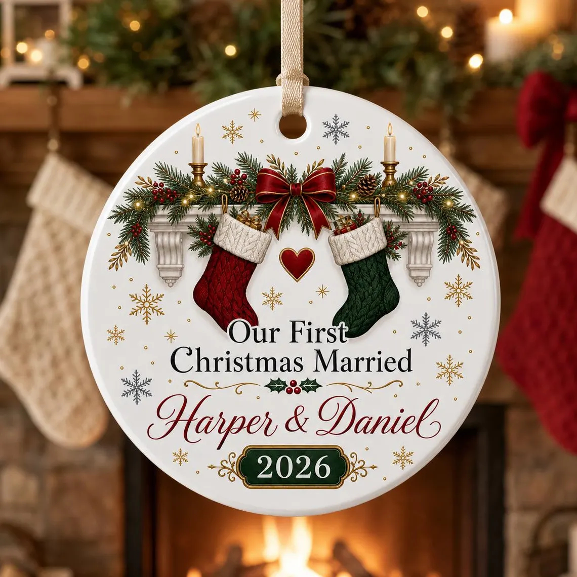 MOJO DROPS Custom Ceramic Designs Name Ornament
