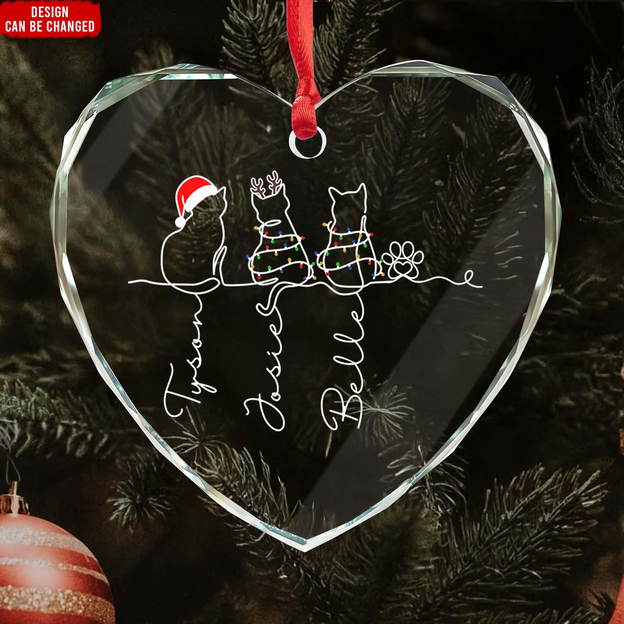 MOJO DROPS Custom Glass Cat Name Ornament Christmas Gifts