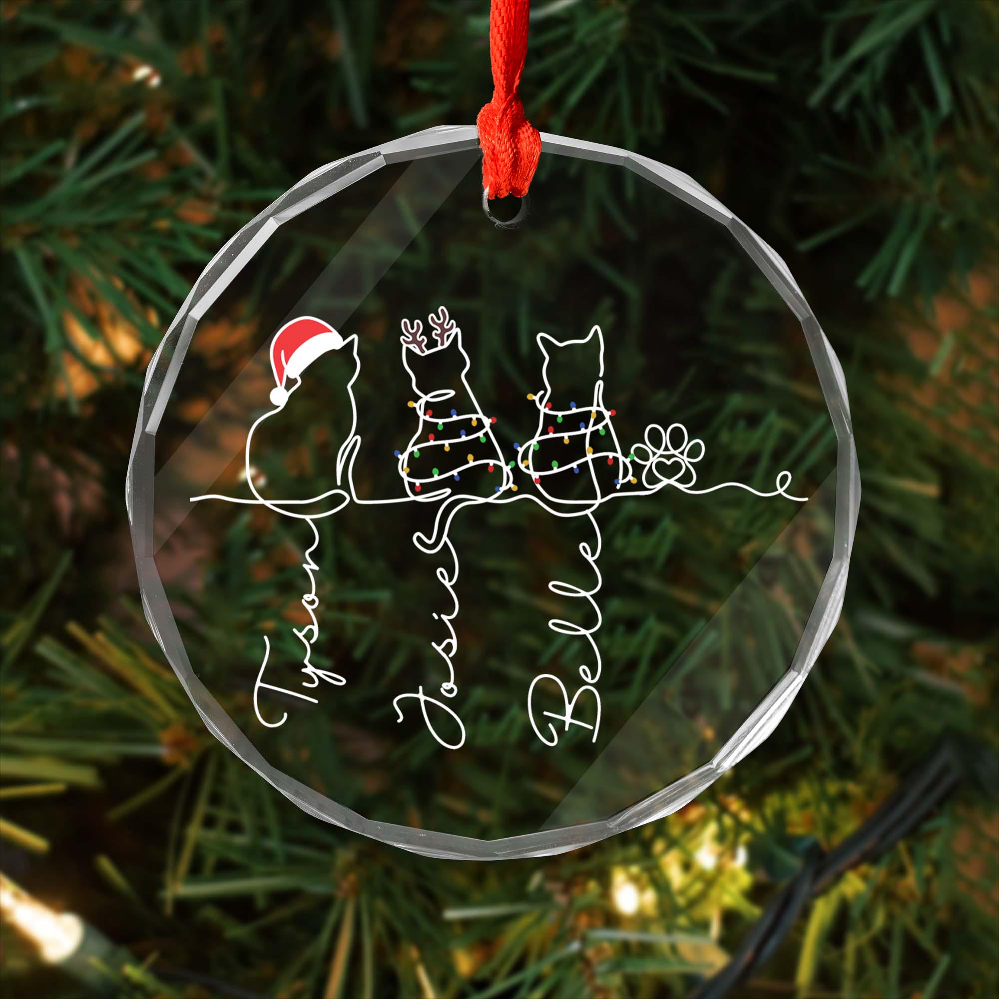 MOJO DROPS Custom Glass Cat Name Ornament Christmas Gifts