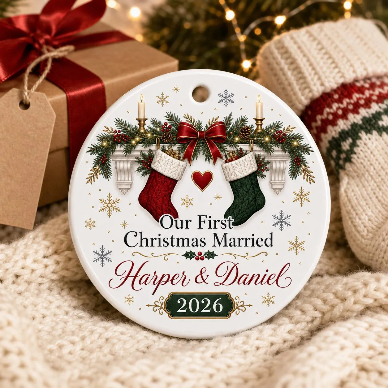 MOJO DROPS Custom Ceramic Designs Name Ornament