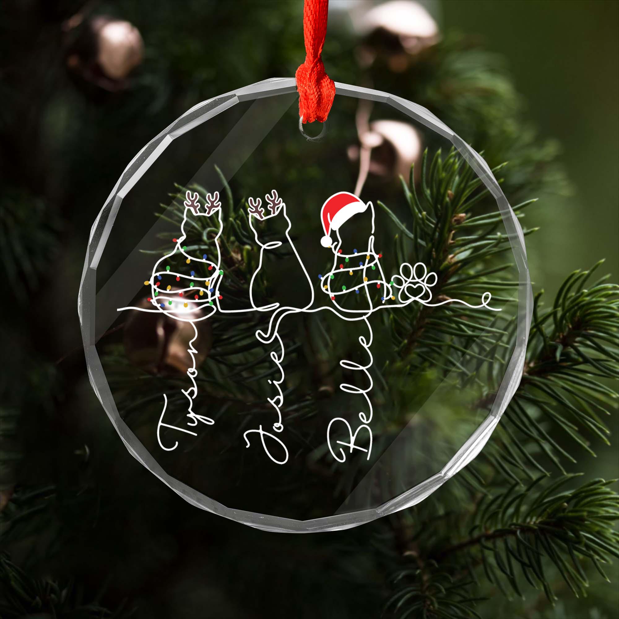 MOJO DROPS Custom Glass Cat Name Ornament Christmas Gifts