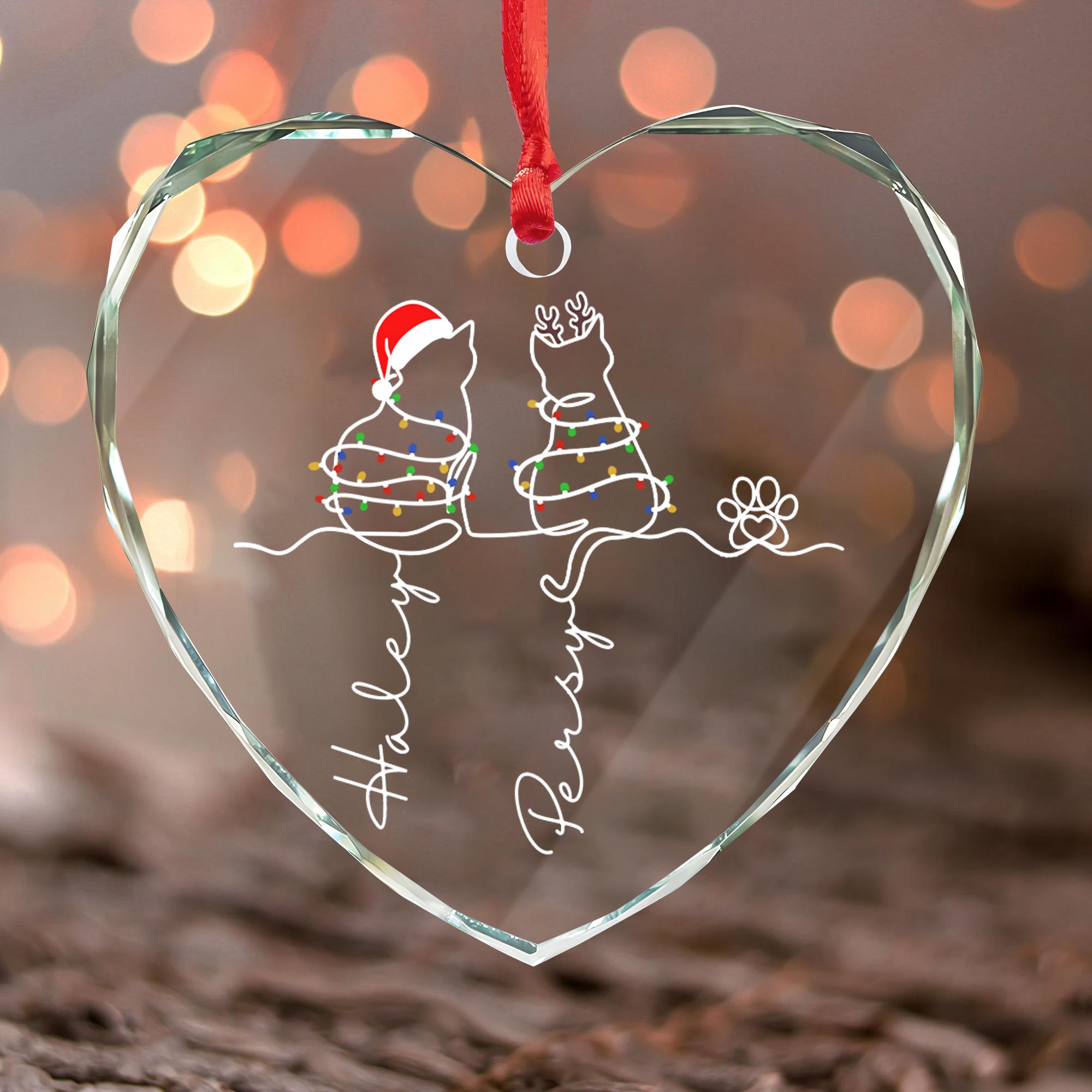 MOJO DROPS Custom Glass Cat Name Ornament Christmas Gifts