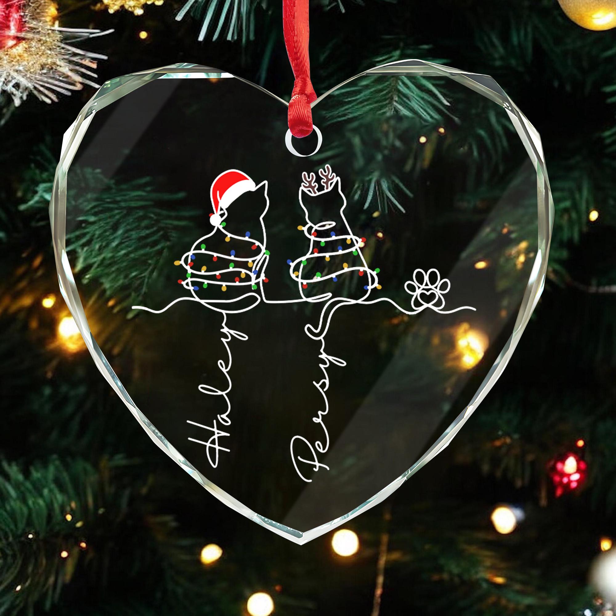 MOJO DROPS Custom Glass Cat Name Ornament Christmas Gifts