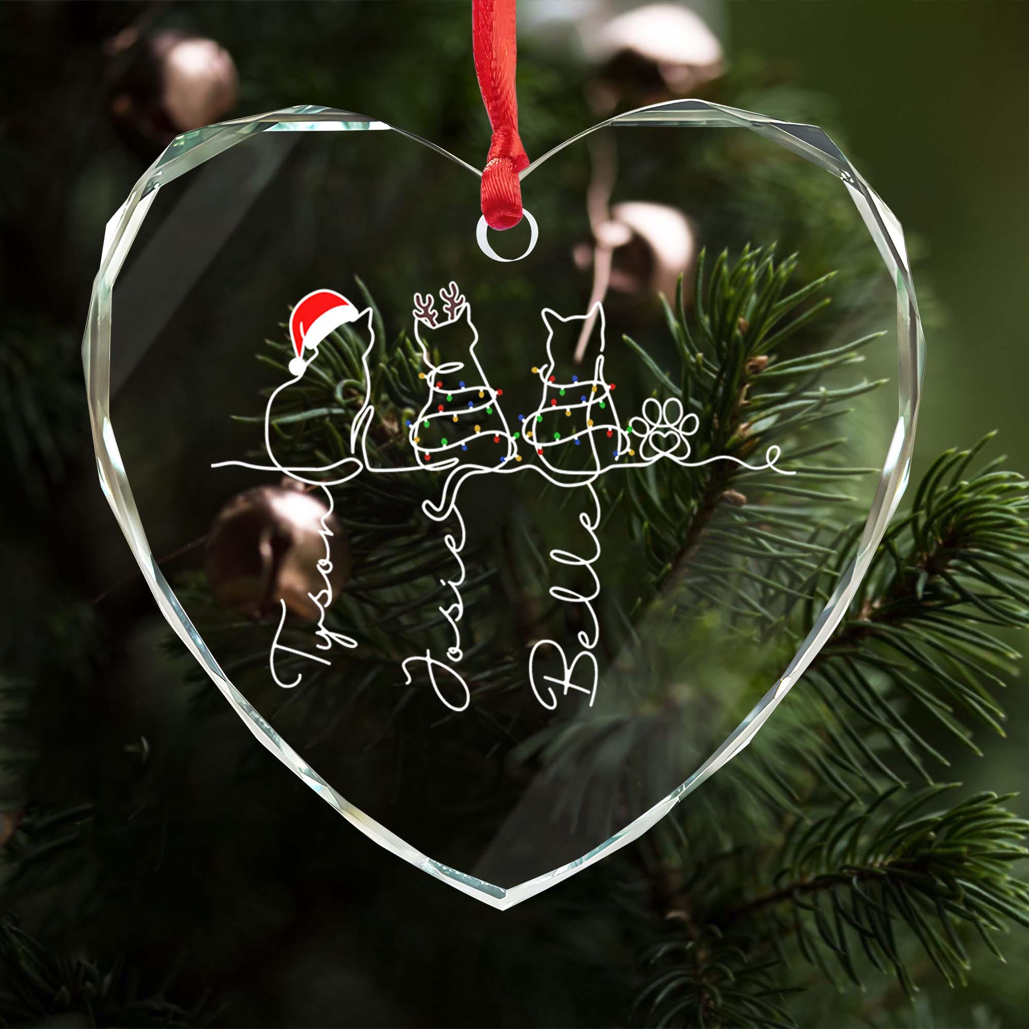 MOJO DROPS Custom Glass Cat Name Ornament Christmas Gifts